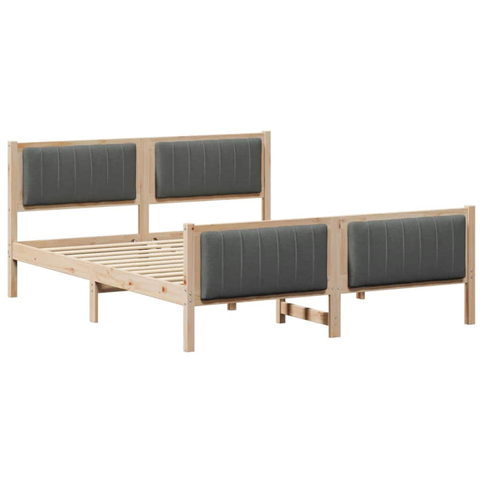 Queen Size Bed Frame Brown And Dark Grey 150 X 200 Cm Solid Pine Wood Ttkatoa