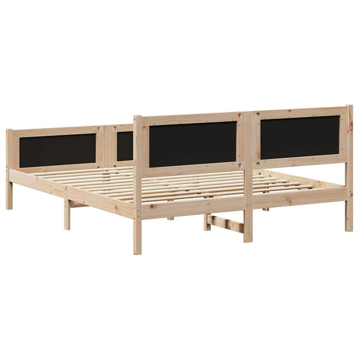 Queen Size Bed Frame Brown And Dark Grey 150 X 200 Cm Solid Pine Wood Ttkatoa
