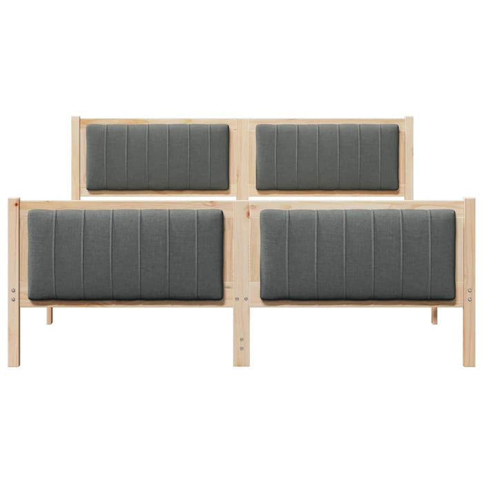 Queen Size Bed Frame Brown And Dark Grey 150 X 200 Cm Solid Pine Wood Ttkatoa