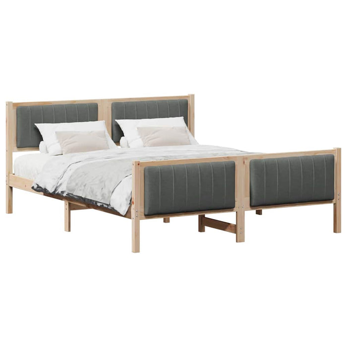Queen Size Bed Frame Brown And Dark Grey 150 X 200 Cm Solid Pine Wood Ttkatoa