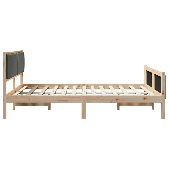 Queen Size Bed Frame Brown And Dark Grey 150 X 200 Cm Solid Pine Wood Ttkatoa