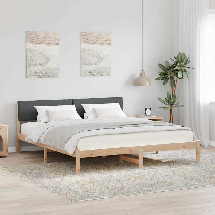 King Size Bed Frame Brown And Dark Grey 180 X 200 Cm Solid Pine Wood Ttkatta