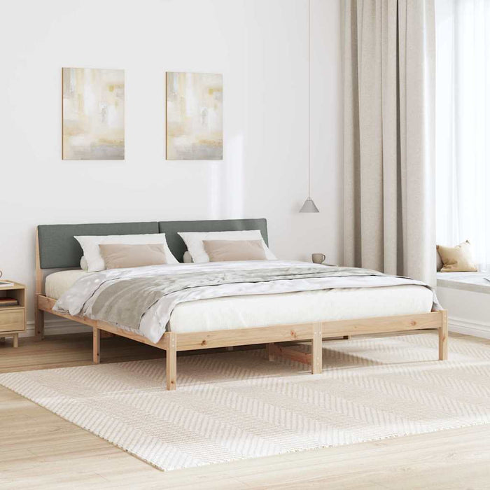 King Size Bed Frame Brown And Dark Grey 180 X 200 Cm Solid Pine Wood Ttkatta