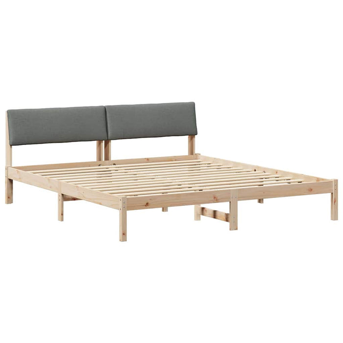King Size Bed Frame Brown And Dark Grey 180 X 200 Cm Solid Pine Wood Ttkatta