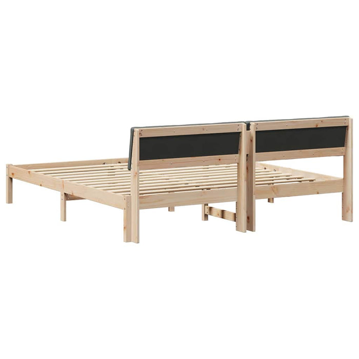 King Size Bed Frame Brown And Dark Grey 180 X 200 Cm Solid Pine Wood Ttkatta