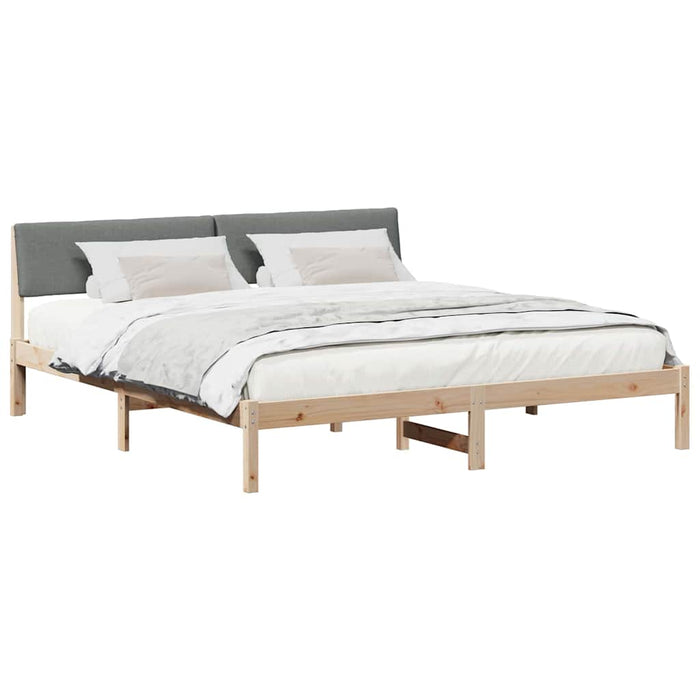 King Size Bed Frame Brown And Dark Grey 180 X 200 Cm Solid Pine Wood Ttkatta