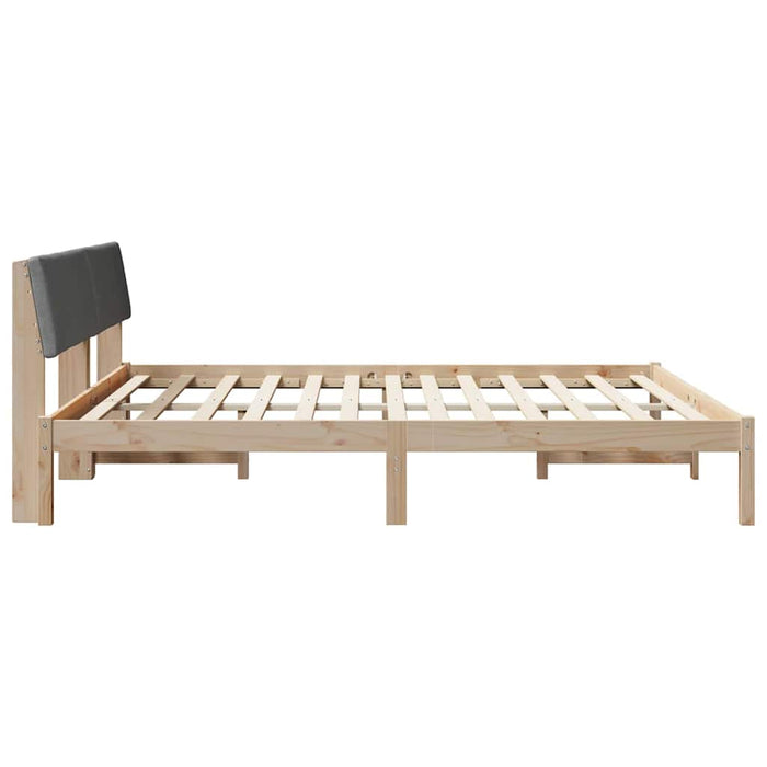 King Size Bed Frame Brown And Dark Grey 180 X 200 Cm Solid Pine Wood Ttkatta