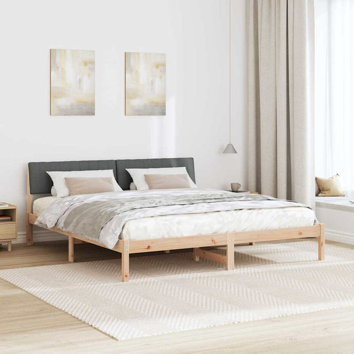 King Size Bed Frame Brown And Dark Grey 180 X 200 Cm Solid Pine Wood Ttkatpa