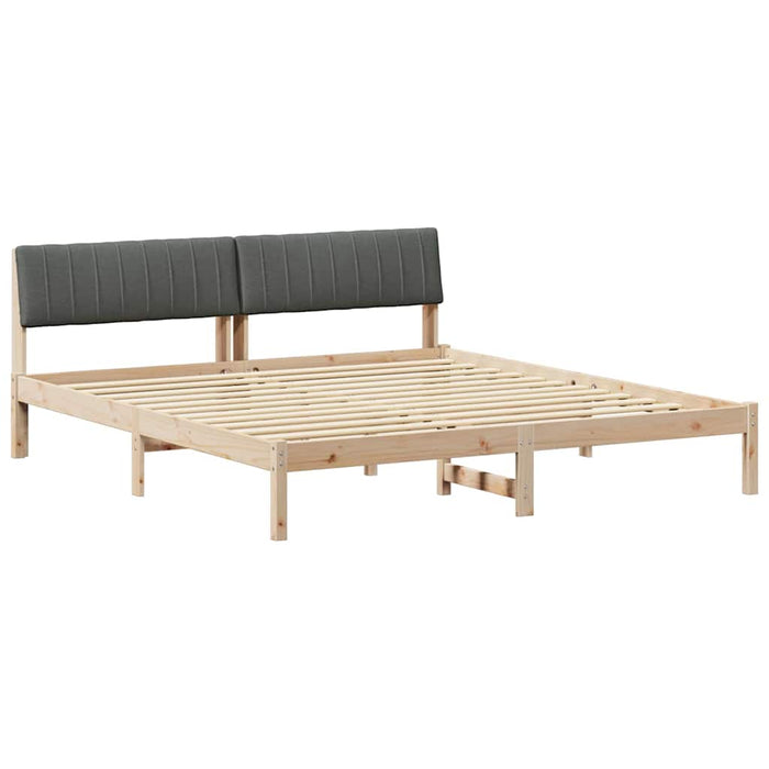 King Size Bed Frame Brown And Dark Grey 180 X 200 Cm Solid Pine Wood Ttkatpa
