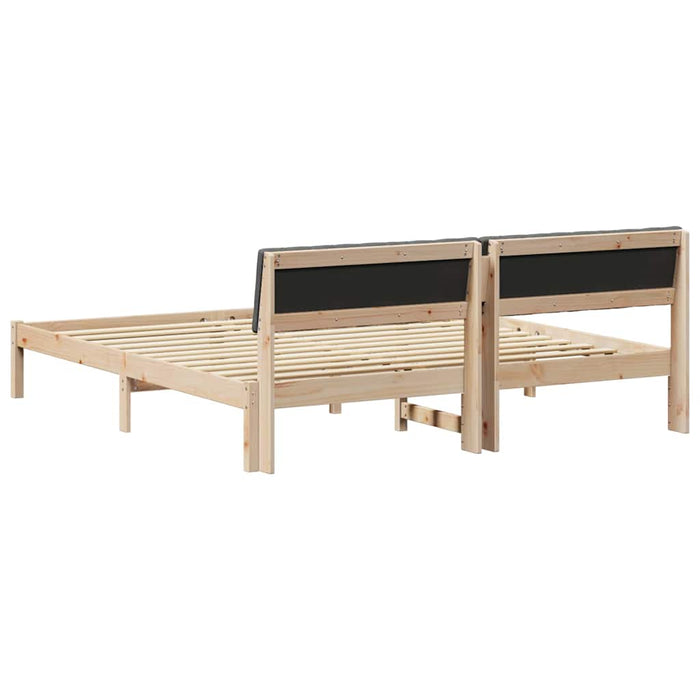 King Size Bed Frame Brown And Dark Grey 180 X 200 Cm Solid Pine Wood Ttkatpa