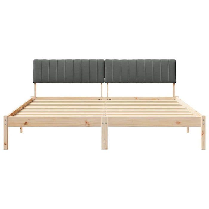 King Size Bed Frame Brown And Dark Grey 180 X 200 Cm Solid Pine Wood Ttkatpa