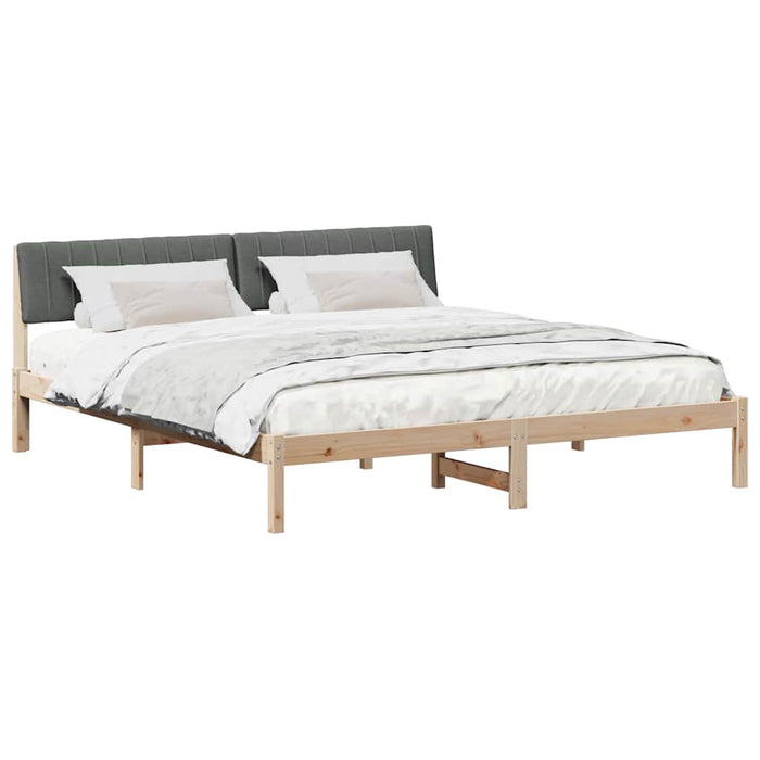King Size Bed Frame Brown And Dark Grey 180 X 200 Cm Solid Pine Wood Ttkatpa