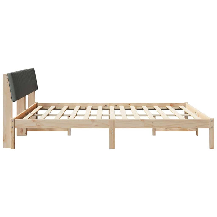 King Size Bed Frame Brown And Dark Grey 180 X 200 Cm Solid Pine Wood Ttkatpa