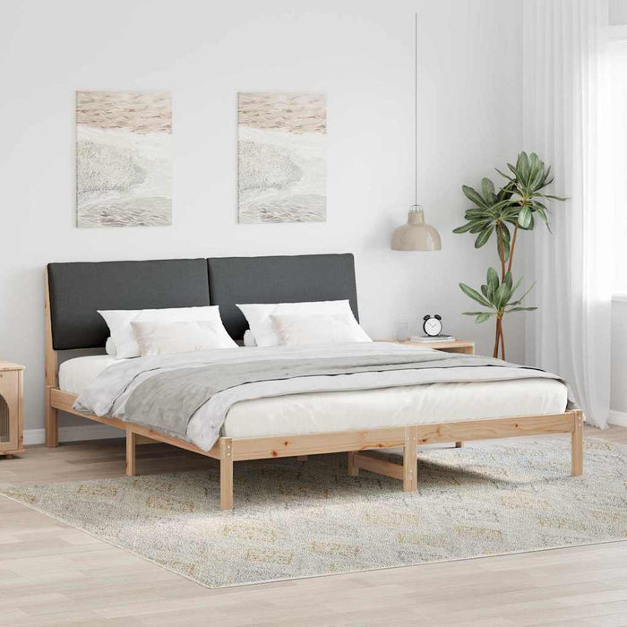 King Size Bed Frame Brown And Dark Grey 180 X 200 Cm Solid Pine Wood Ttkatla