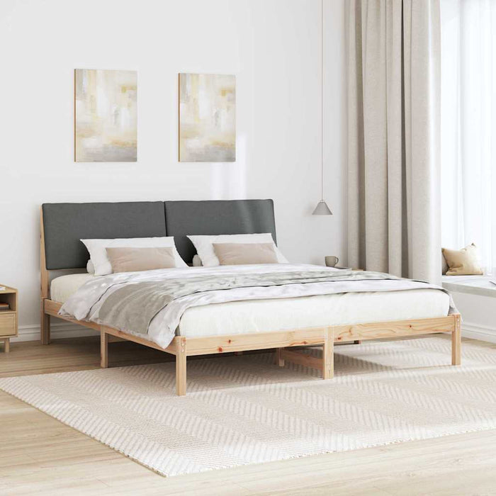 King Size Bed Frame Brown And Dark Grey 180 X 200 Cm Solid Pine Wood Ttkatla