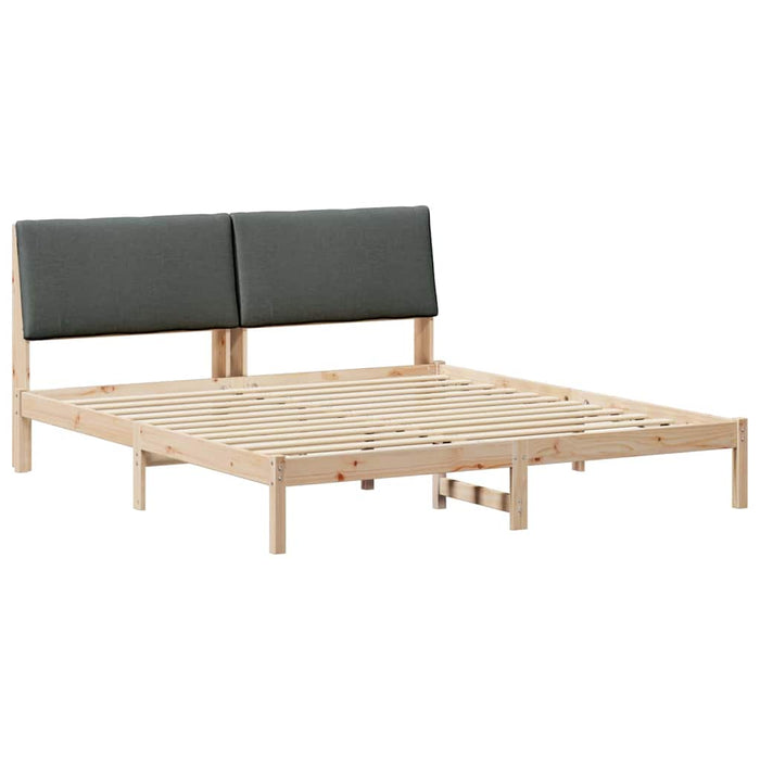 King Size Bed Frame Brown And Dark Grey 180 X 200 Cm Solid Pine Wood Ttkatla