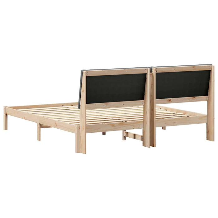 King Size Bed Frame Brown And Dark Grey 180 X 200 Cm Solid Pine Wood Ttkatla