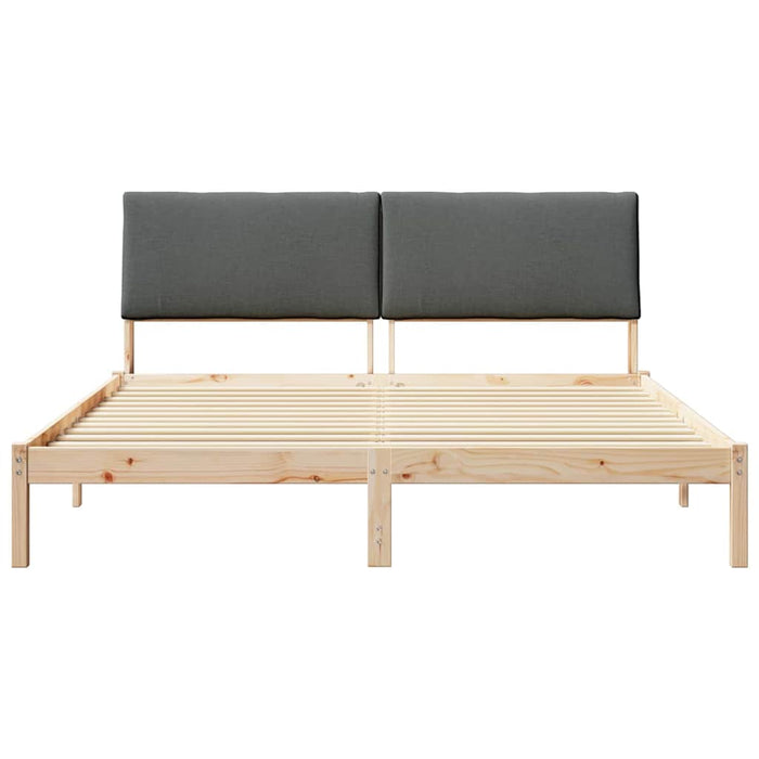 King Size Bed Frame Brown And Dark Grey 180 X 200 Cm Solid Pine Wood Ttkatla