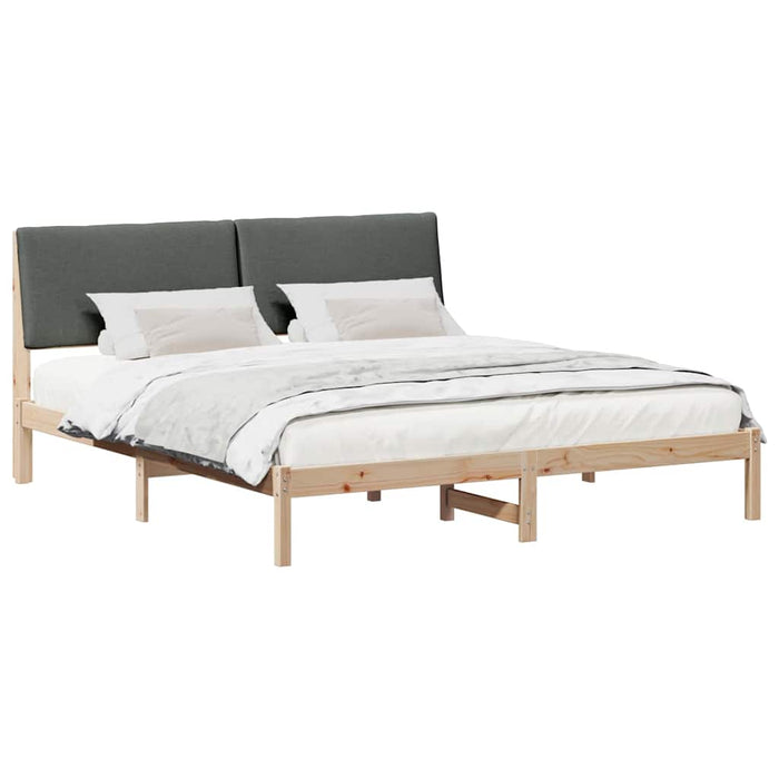 King Size Bed Frame Brown And Dark Grey 180 X 200 Cm Solid Pine Wood Ttkatla
