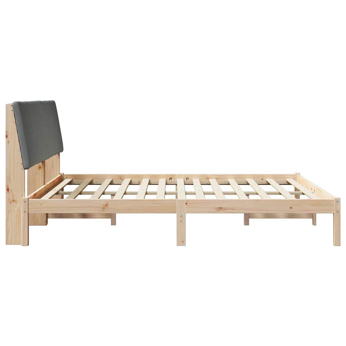 King Size Bed Frame Brown And Dark Grey 180 X 200 Cm Solid Pine Wood Ttkatla