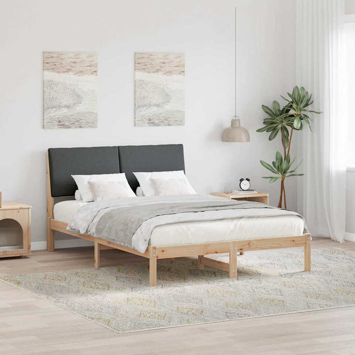 Queen Size Bed Frame Brown And Dark Grey 150 X 200 Cm Solid Pine Wood Ttkatia