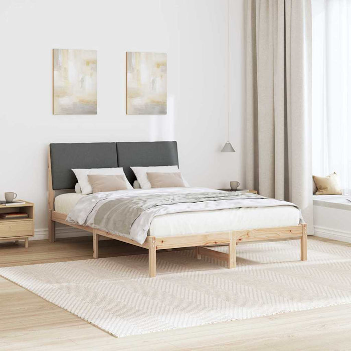 Queen Size Bed Frame Brown And Dark Grey 150 X 200 Cm Solid Pine Wood Ttkatia