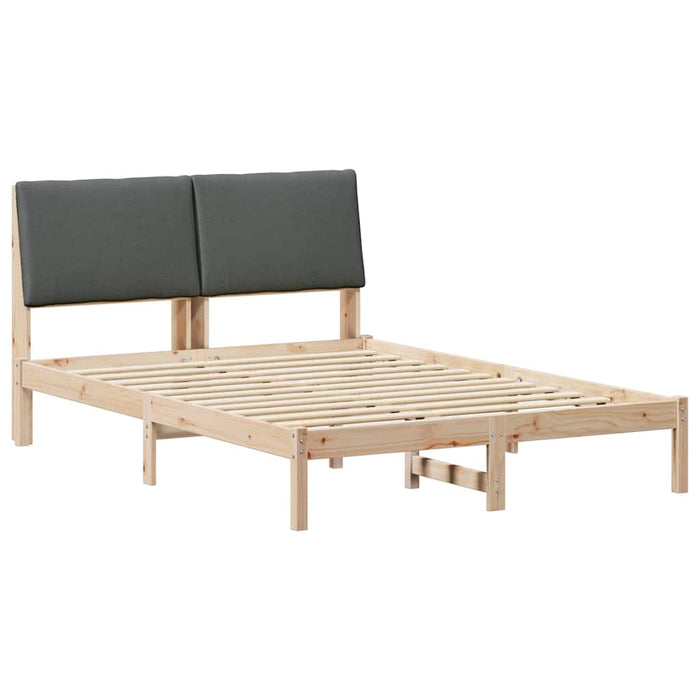Queen Size Bed Frame Brown And Dark Grey 150 X 200 Cm Solid Pine Wood Ttkatia