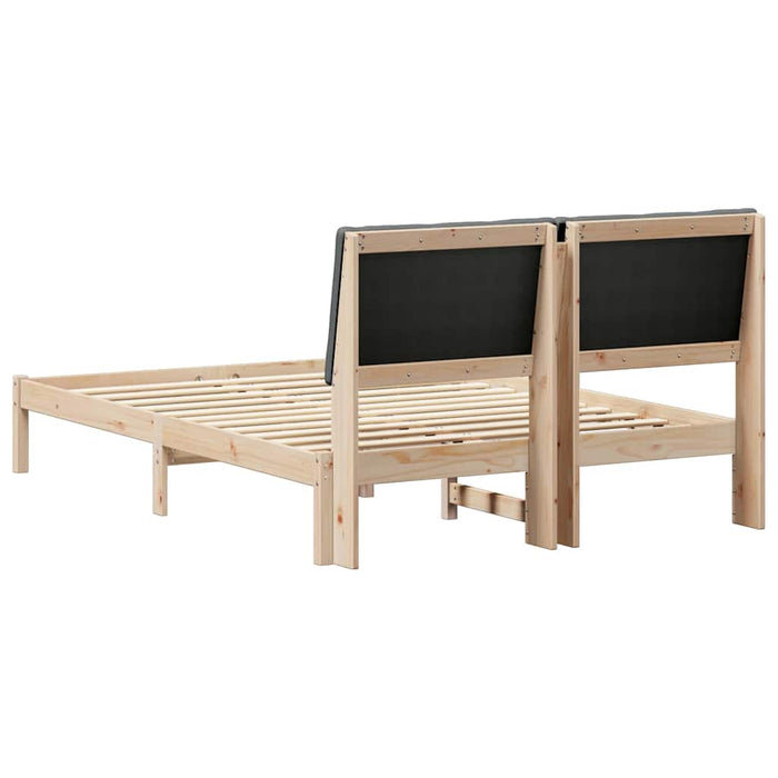 Queen Size Bed Frame Brown And Dark Grey 150 X 200 Cm Solid Pine Wood Ttkatia