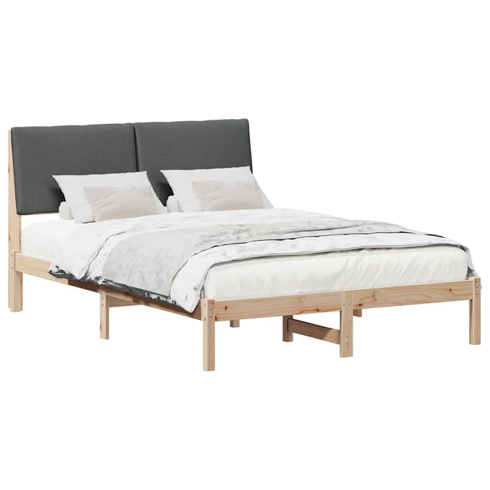 Queen Size Bed Frame Brown And Dark Grey 150 X 200 Cm Solid Pine Wood Ttkatia
