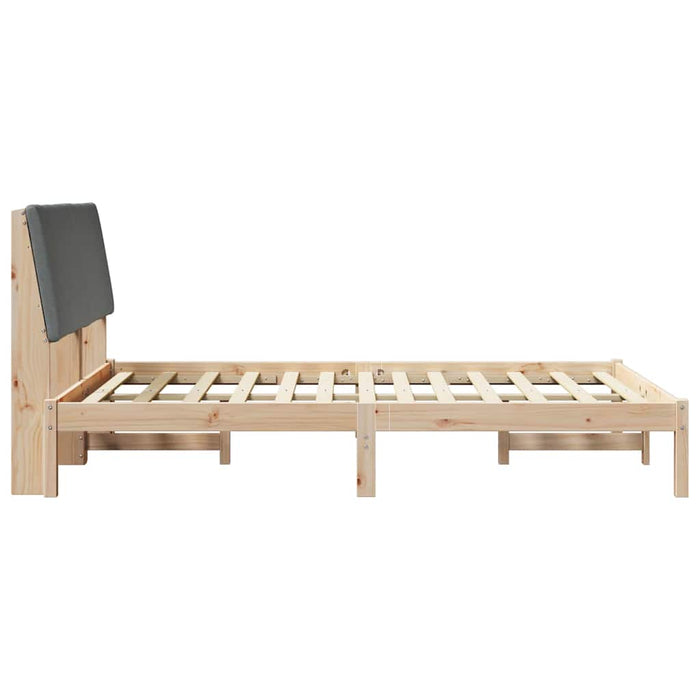 Queen Size Bed Frame Brown And Dark Grey 150 X 200 Cm Solid Pine Wood Ttkatia