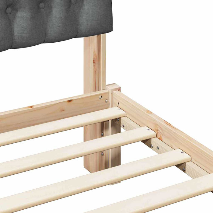 Queen Size Bed Frame With Upholstered Headboard Brown 150 X 200 Cm Ttkatka