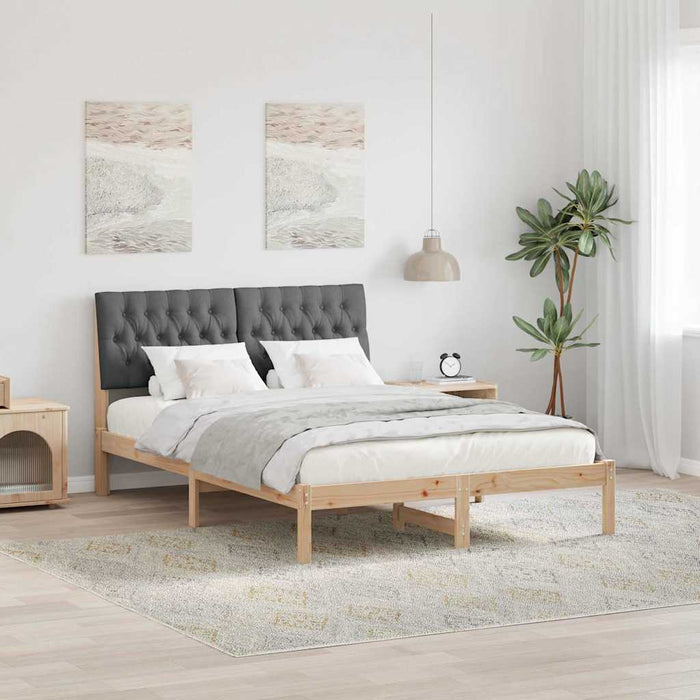 Queen Size Bed Frame With Upholstered Headboard Brown 150 X 200 Cm Ttkatka