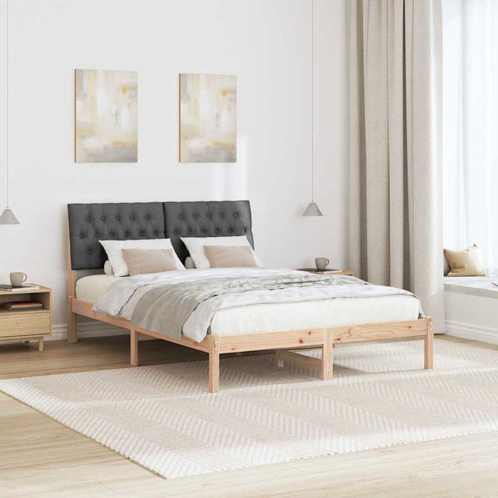 Queen Size Bed Frame With Upholstered Headboard Brown 150 X 200 Cm Ttkatka