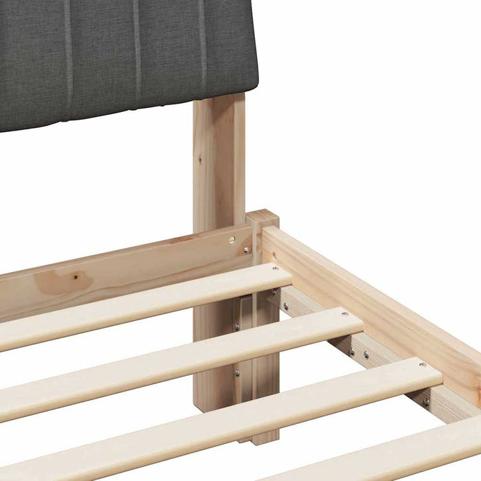 Queen Size Bed Frame With Headboard Brown 150 X 200 Cm Solid Pine Wood Ttkaaoa