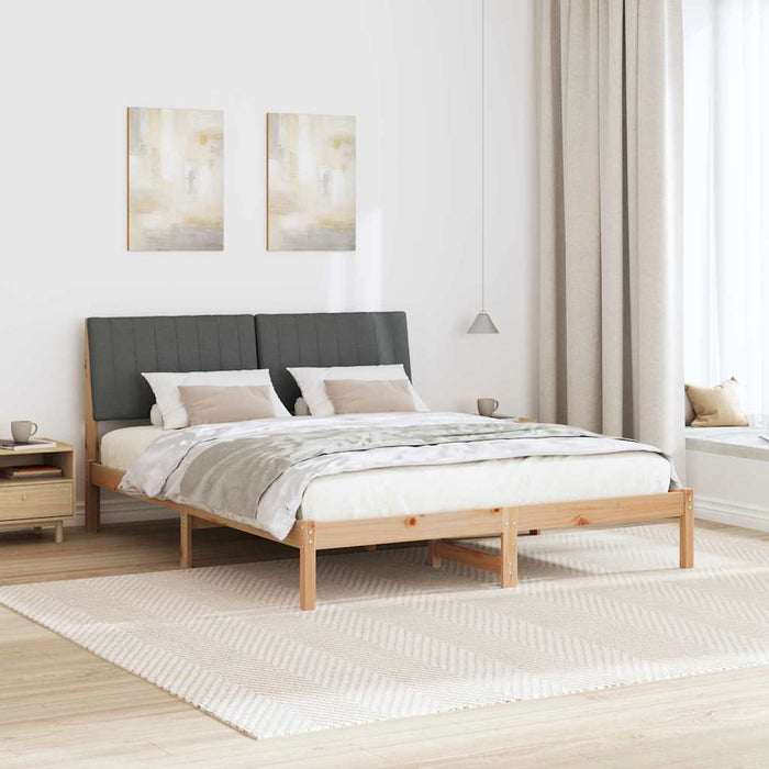 Queen Size Bed Frame With Headboard Brown 150 X 200 Cm Solid Pine Wood Ttkaaoa