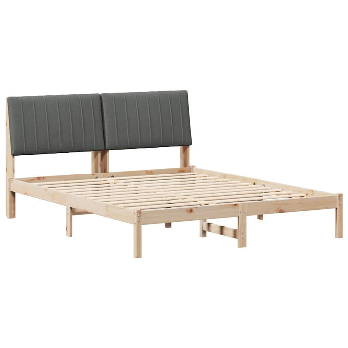 Queen Size Bed Frame With Headboard Brown 150 X 200 Cm Solid Pine Wood Ttkaaoa
