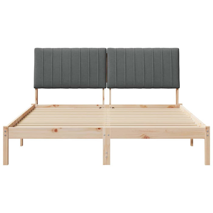 Queen Size Bed Frame With Headboard Brown 150 X 200 Cm Solid Pine Wood Ttkaaoa