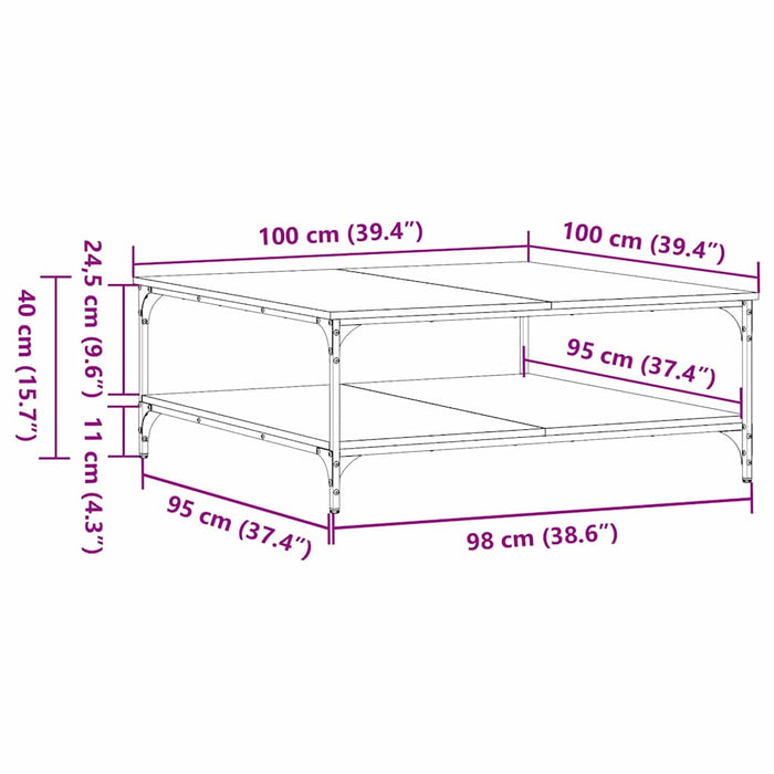 Coffee Table Black Oak 100 X 100 X 40 Cm Engineered Wood Nntpbx