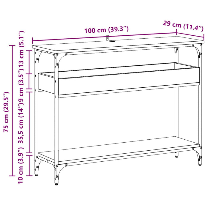 Console Table Black Oak 100 X 29 X 75 Cm Engineered Wood Nntpxa