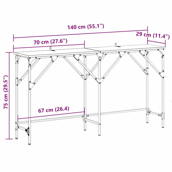 Console Table Black Oak 140 X 29 X 75 Cm Engineered Wood Nntptb