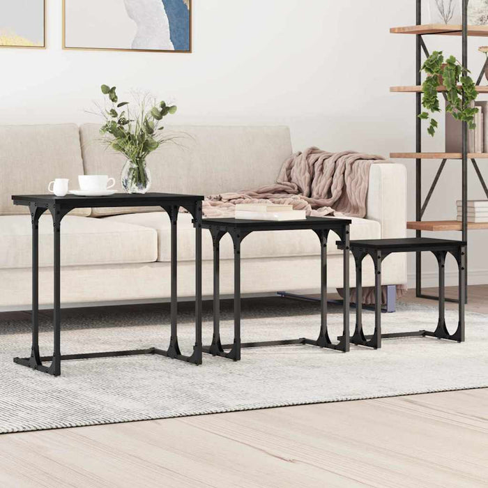 Nesting Coffee Table 3 Pcs Black Oak 50.5 X 35 X 53 Cm Nntptt
