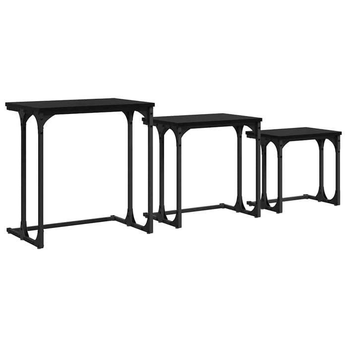 Nesting Coffee Table 3 Pcs Black Oak 50.5 X 35 X 53 Cm Nntptt