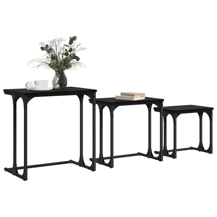 Nesting Coffee Table 3 Pcs Black Oak 50.5 X 35 X 53 Cm Nntptt