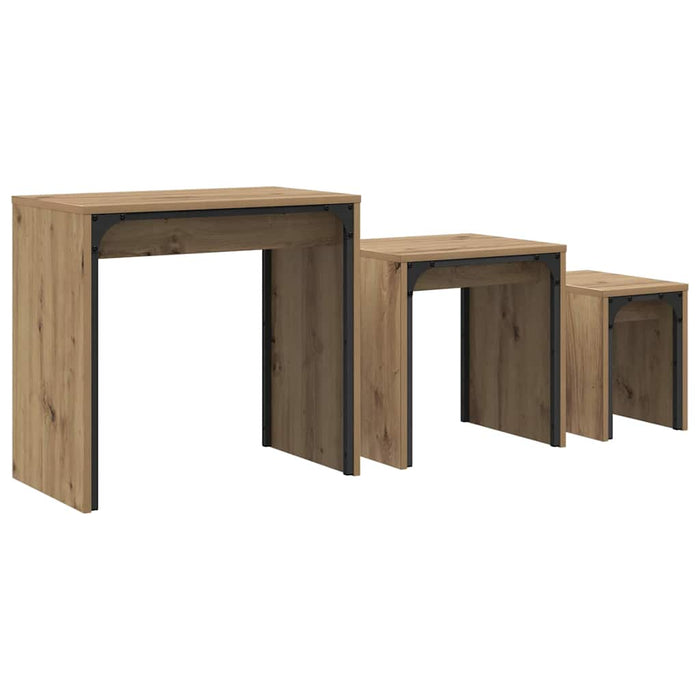Nesting Coffee Table 3 Pcs Artisan Oak 60 X 35 X 56 Cm Nntptp