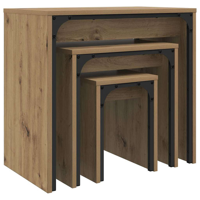Nesting Coffee Table 3 Pcs Artisan Oak 60 X 35 X 56 Cm Nntptp