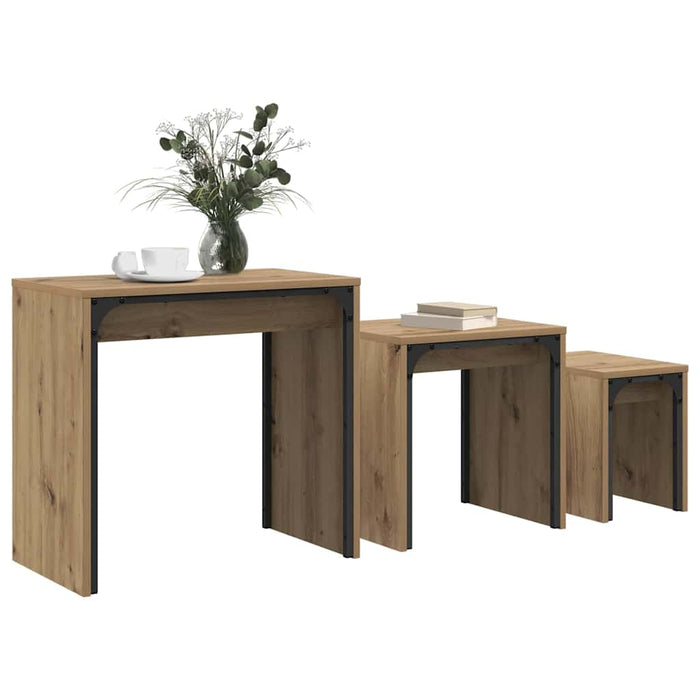 Nesting Coffee Table 3 Pcs Artisan Oak 60 X 35 X 56 Cm Nntptp