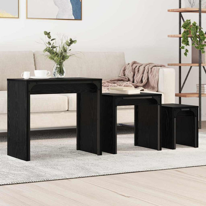 Nesting Coffee Table 3 Pcs Black Oak 60 X 35 X 56 Cm Nntptl