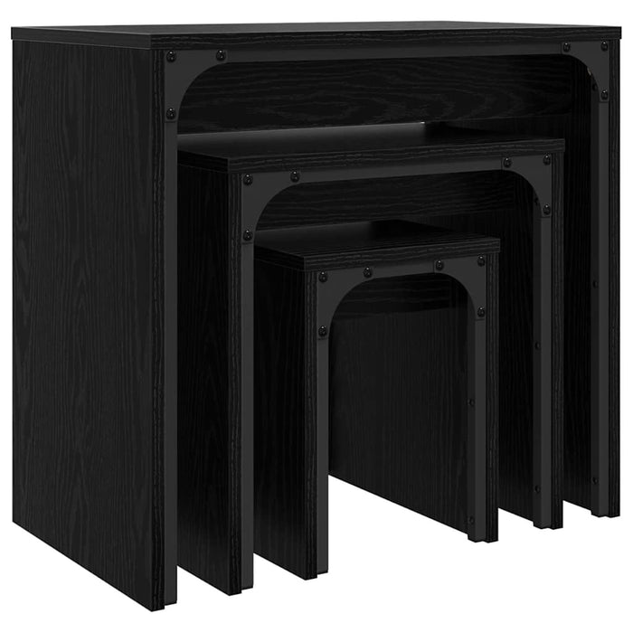 Nesting Coffee Table 3 Pcs Black Oak 60 X 35 X 56 Cm Nntptl