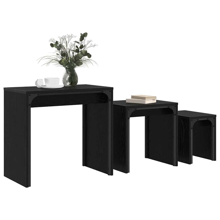 Nesting Coffee Table 3 Pcs Black Oak 60 X 35 X 56 Cm Nntptl