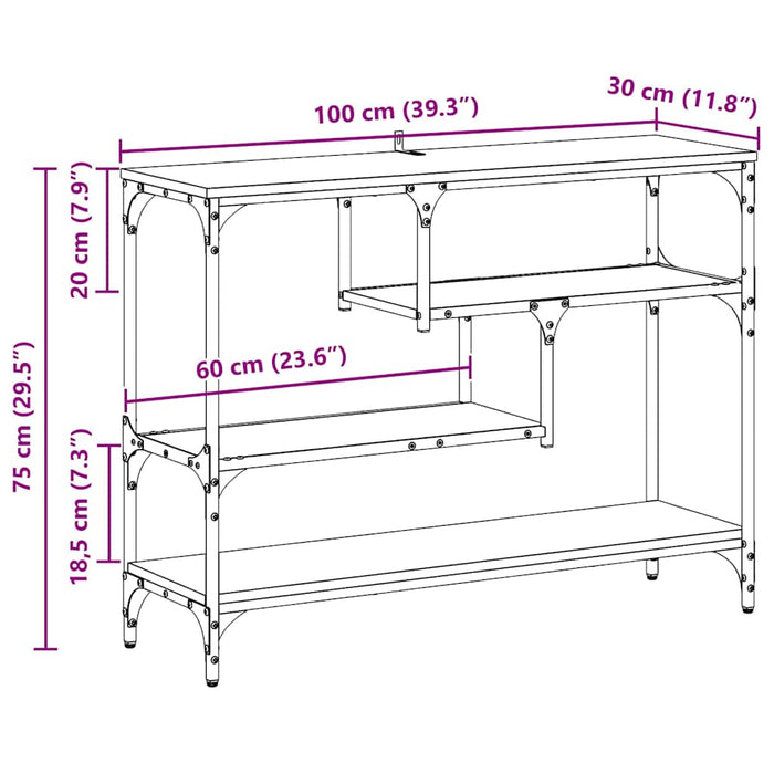Console Table Black Oak 100 X 30 X 75 Cm Engineered Wood Nntpax